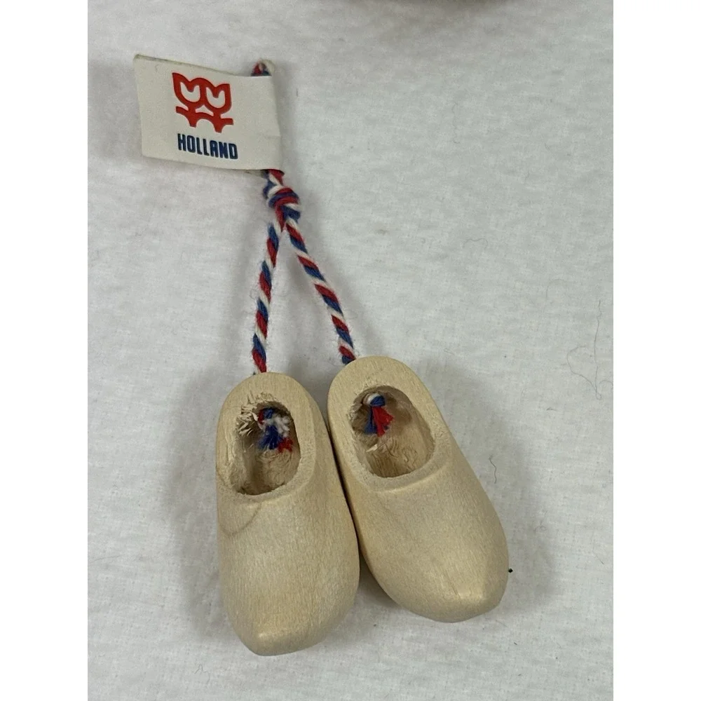 Christmas Ornaments Gingerbread Drum Dutch Wooden Shoes Bluebird Nest Lot 4 Vtg